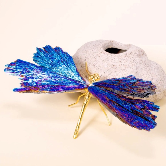 🆕New Aura Blue Tourmaline Dragonfly Figurine- Silver - Picture 9 of 12